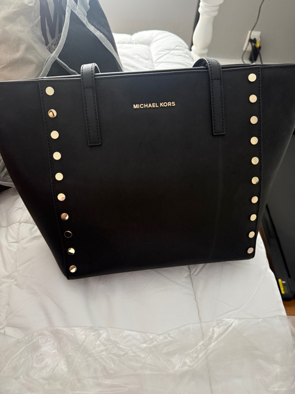 Michael Kors Black Tote with Gold-Tone Studs